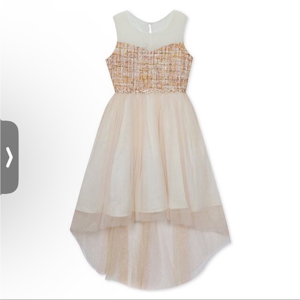 Rare Editions- Girls Formal Boucle Illusion Neck Party Dress - Size 6 - EUC
